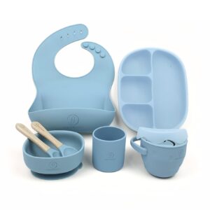 Baby Feeding Set (Plain) - Dusty Blue